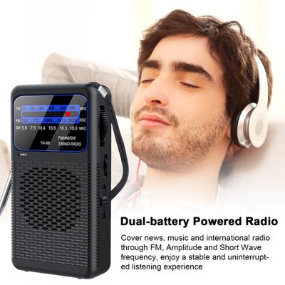 Draagbare radio met lange levensduur dubbel batterijontwerp Volledige banddekking Laagvermogenstechnologie Noodvoorbereidingsradio