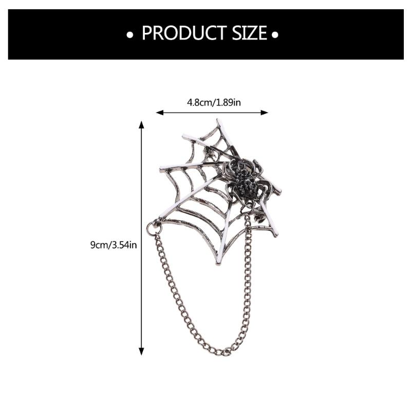 Spiders Net Lapel Pin Brooch with Chain, Halloween Lapel Pin Spiders Net Lapel Pin Halloween Costume Jewelry Accessories
