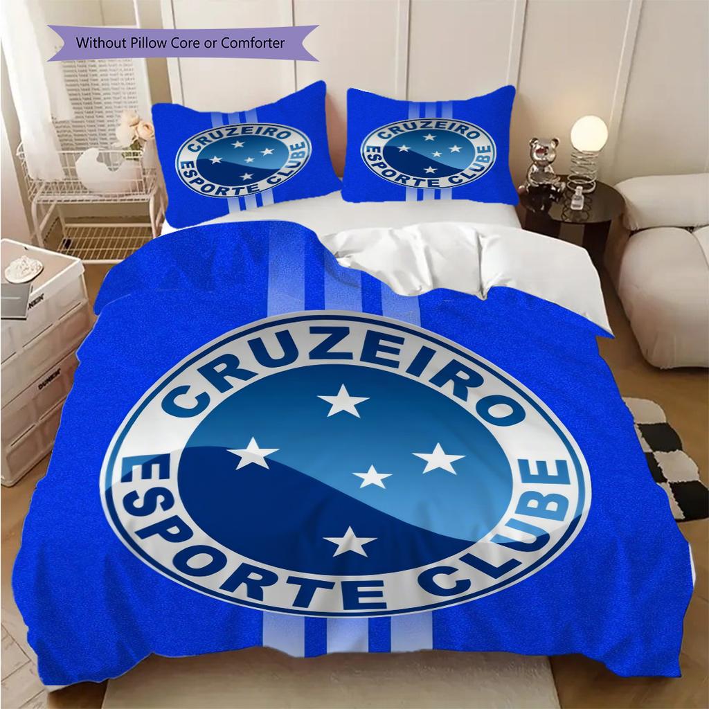 Cruzeiro Esporte Pattern Bedding Quilt Set Quilt Cover Pillowcase Home Decoration Birthday Gift (1 * Duvet Cover + 2 * Pillowcase, Without Core)