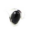 Anel Prata artesanal 'Deusa Negro de Jato' preto prateado (ródio) - 15x8 mm