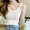Vestă pentru femei, tricotată de calitate, cu decolteu în U, maiuri fără mâneci, ocazional, culoare solidă, camisole de bază pentru femei