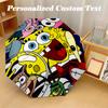 Windproof Folding Umbrella, 8‑Rib Auto Open Close SpongeBob Football Umbrella for Rain Sun Protection
