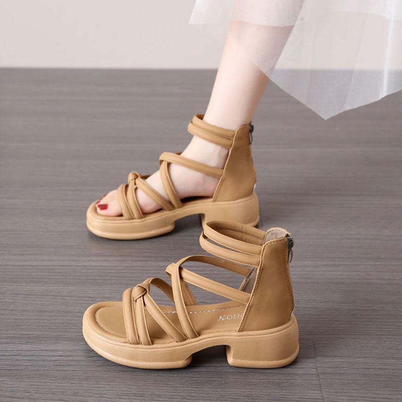 Platform sandals women's summer 2025 new fashion versatile design sense niche temperament word with Roman shoes
