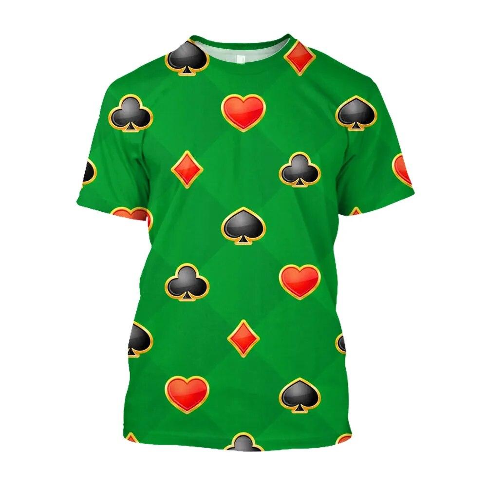 T-shirt Estetiche Stampate con Carte da Gioco 3D alla Moda Uomo Magliette Grafiche Divertenti da Casinò Abbigliamento Harajuku Top a Maniche Corte