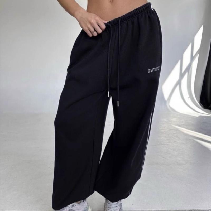 European and American Striped Women's Spring and Autumn Loose Wide Leg Sports Pants