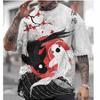 3D-gedrucktes japanisches Ukiyo-e T-Shirt für Herren, Landschafts- und Tiermuster, Sommer-Streetwear, Harajuku, O-Ausschnitt, Kurzarm-Tees
