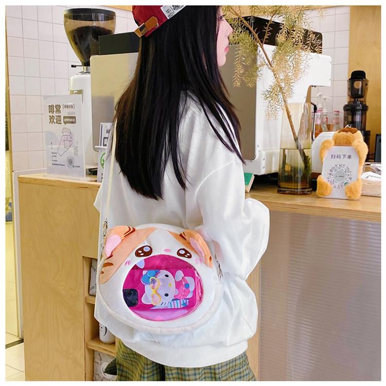 Big Mouth Mew Cartoon Cat Schultertasche aus Nylonmaterial für den täglichen Gebrauch
