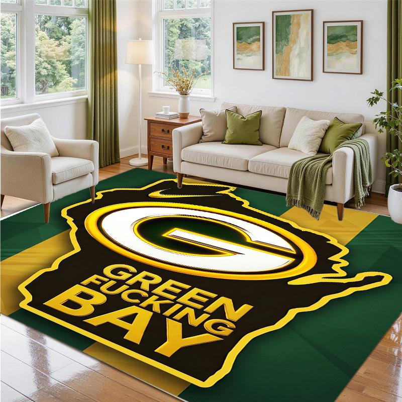 Green Bay Packers Design Crystal Velvet Rug Soft Decorative Mat for Bedroom Entrance
