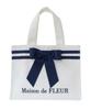 Maison De FLEUR Line Ribbon Jacquard Square Tote Bag, White, F Tote Bag, 08000481500
