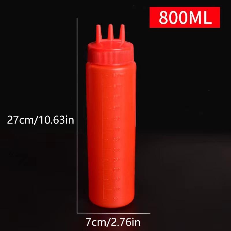 {MX} 3-Hole Sauce Squeeze Bottle 350-1000ml Condiment Dispenser With Lid Seasoning Mustard Salad Storage Jar Kitchen Oil Bottle