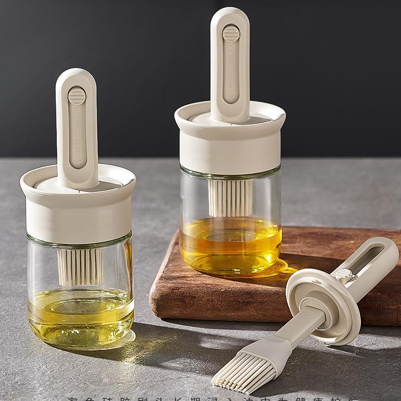 High-Temp Resistant Silicone Oil Brush Bottle - Food-Grade, Retractable for Kitchen BBQ