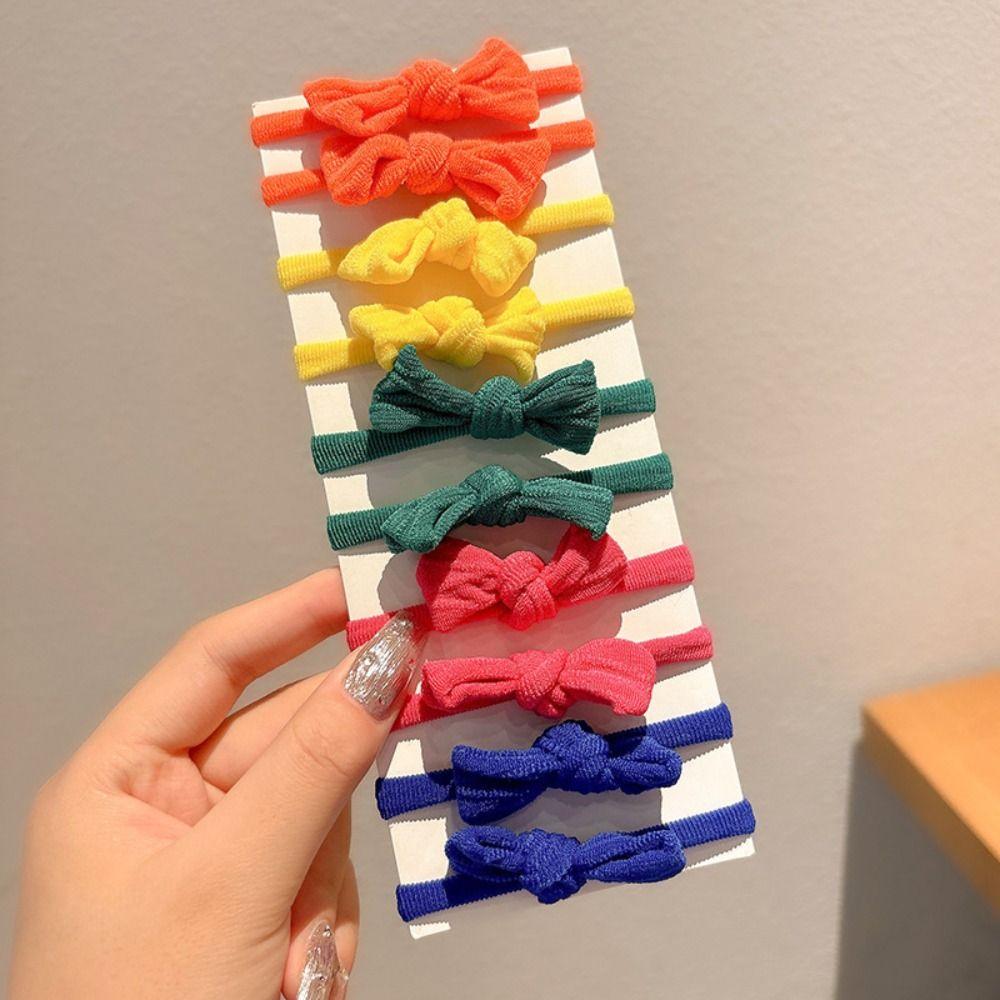 10pcs Soft Elastic Children Bowknot Hair Ties High Elasticity Bow Hair Scrunchies  For Little Girls