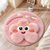 Round Imitation Cashmere Rug with Cartoon Pom-Poms, Non-Slip and Cool-Proof, Perfect for Bedroom, Living Room, or Coffee Table Decor.