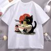 Kawaii RaUnisex Cat TShirt Funny Asian Foodie Graphic Tee Unisex Women Cotton Short Sleeve Oneck Tshirt Streetwear Comfortable