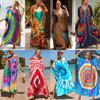 European & American Cotton Watermark Print Beach Sunscreen Cover-up Robe for Seaside Vacations