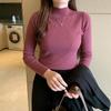 Autumn and Winter New Knitted Sweater Women Half High Collar Solid Bottom Base Pullover Sweaters Ladies Long Sleeve Casual Female Knitwears Tops 25077