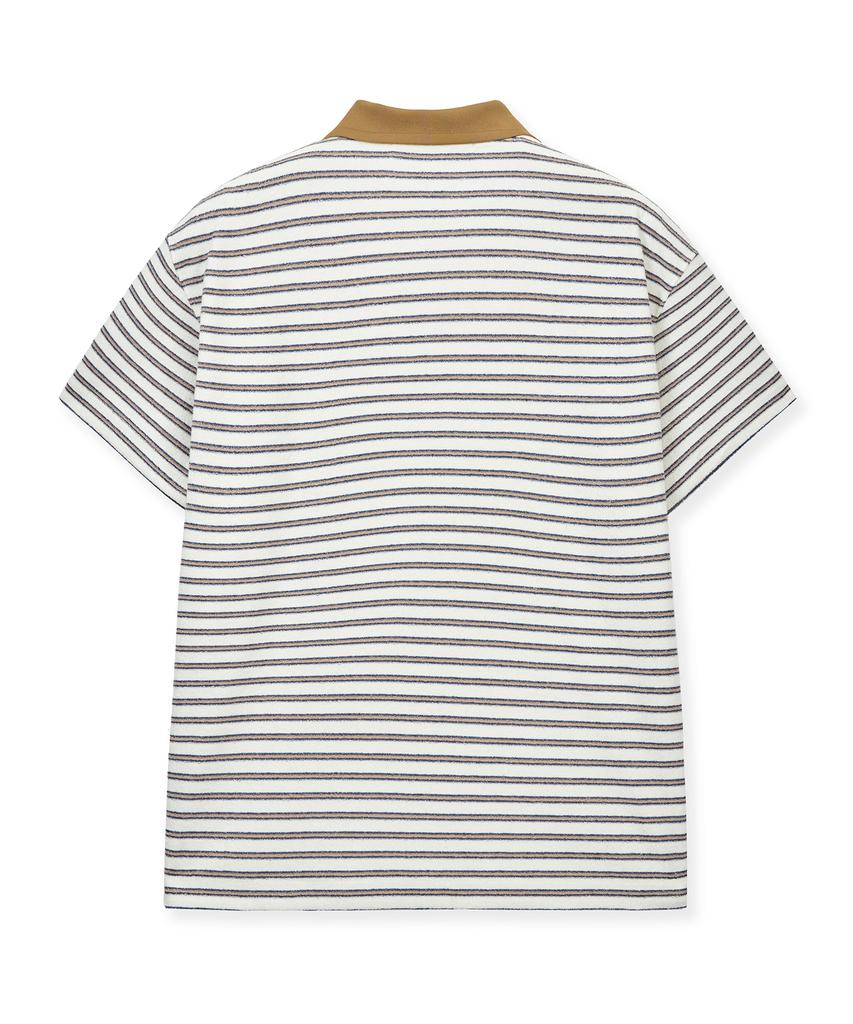 UNGIMMICK Stripe Terry Polo Shirt (White)