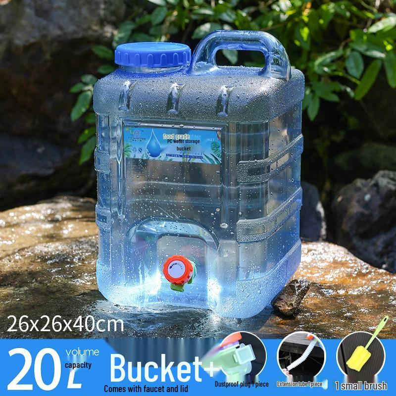 Portable Self-Driving Water Storage Bucket with Faucet - Food-Grade PC Plastic for Outdoor and Car Use