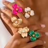 A Women's Open Ring with Floral Designs In Various Colors To Choose From, a Colorful and Fashionable Open Ring Suitable for Everyday and Vacation Wear
