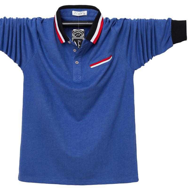 New Men's Plus Size Long-sleeved POLO Shirt Loose Casual Business Long-sleeved T-shirt
