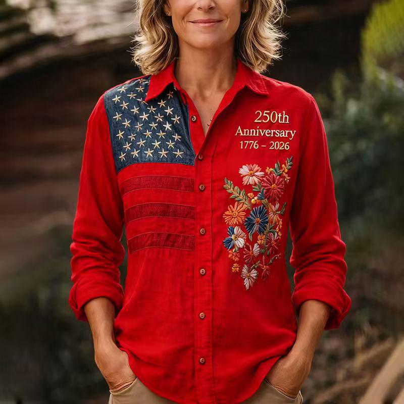 Spring 2026 Women's 3D Digital Print Retro Long Sleeve Shirt