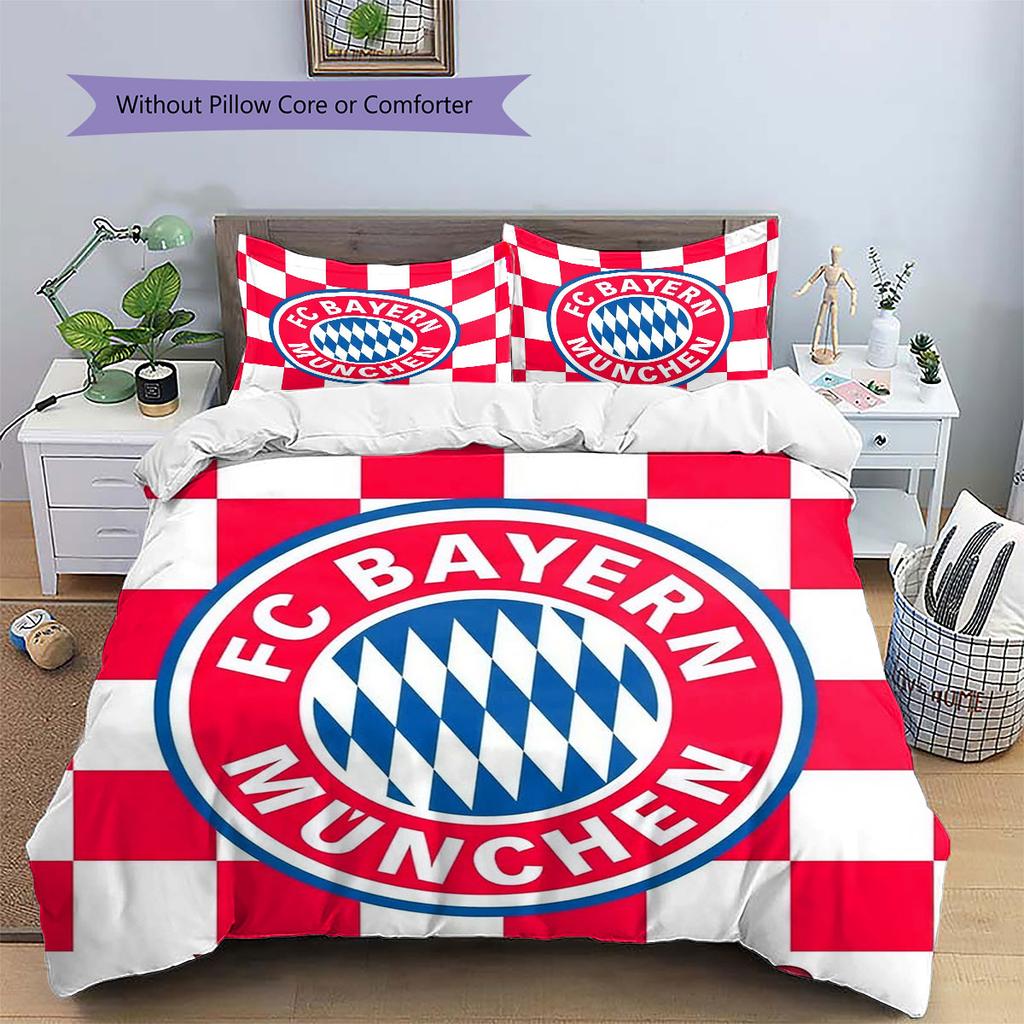 FC Bayern Munchen Custom Name Pattern Bedding,Quilt Set Quilt Cover Pillowcase Home Birthday Gift(1 * Duvet Cover + 2 * Pillowcase, Without Core)