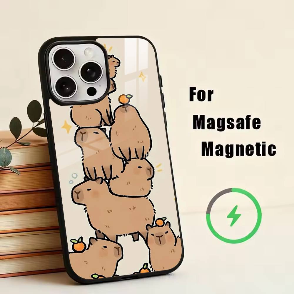 Süßes K-Kawaii Capybara Handyhülle Für iPhone17,16,15,14,13,12,11 Plus,Pro Magnetisch mit Magsafe Kabelloses Laden
