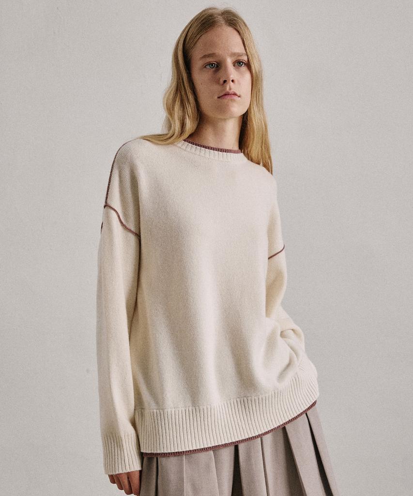 ARTID Line Color Block Oversized Pullover Knit_Ivory