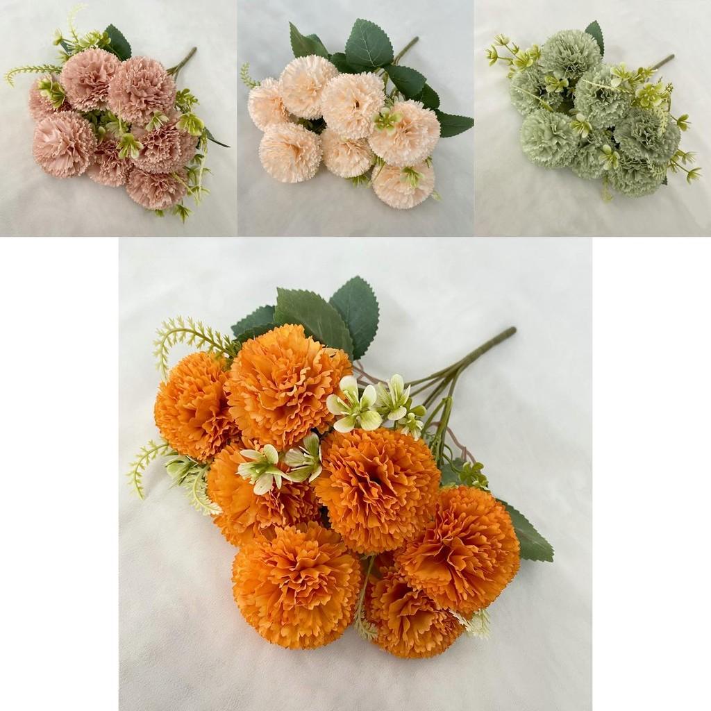 Tecido de Seda 7 Ramos Fulu Cravo Flor Artificial Buquê Para Decoração de Casamento E Fotografia