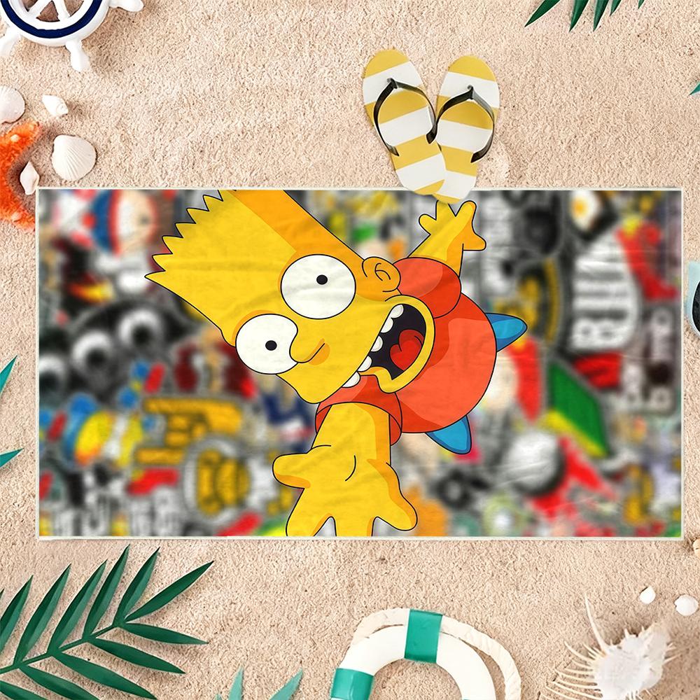 Cartoon character Simpsons Beach Towel Ultra-fine Fiber Quick Drying Absorbent Beach Swimming Vacationvacation Essentials