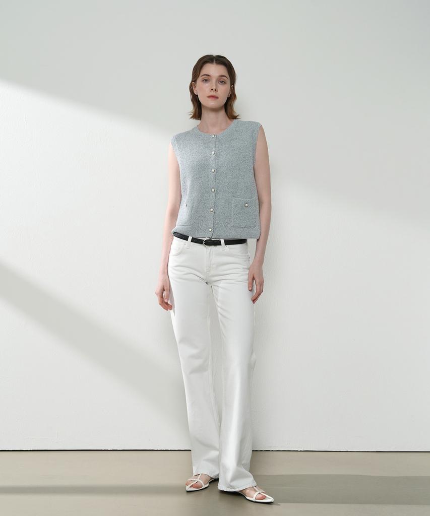 Omiou Airy Boucle Tweed Vest Knit 5 Colors