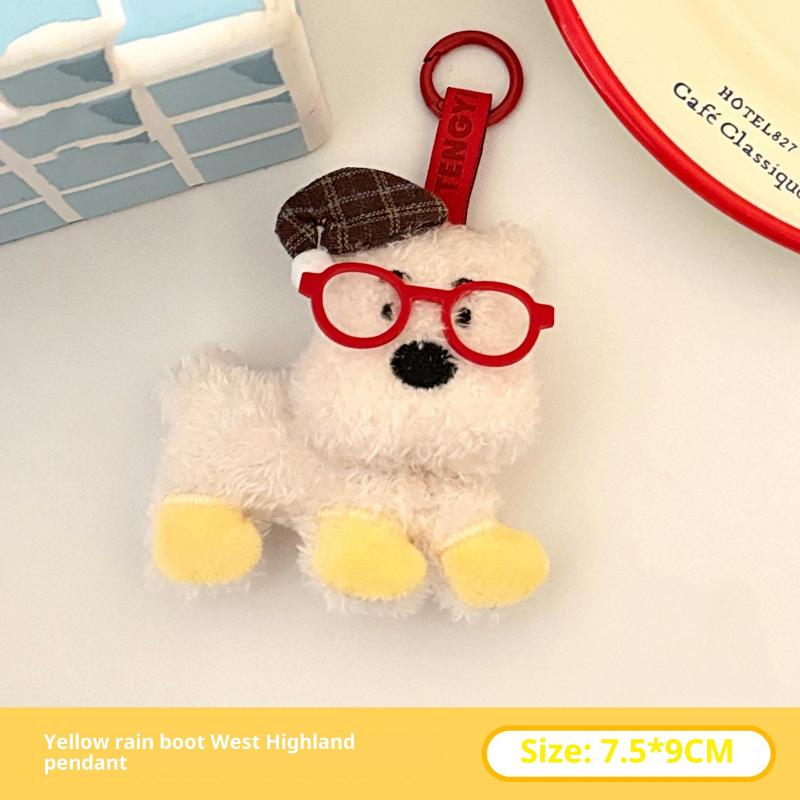 Kawaii Weiche Plüsch Welpenpuppe Anhänger Schlüsselanhänger Kreatives Süßes Stofftier Charm für Rucksack Hängende Dekoration Geschenk