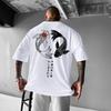 Men's Japanese Koi Fish Yin Yang Graphic Tee, Oriental Aesthetic Oversized Streetwear T-Shirt