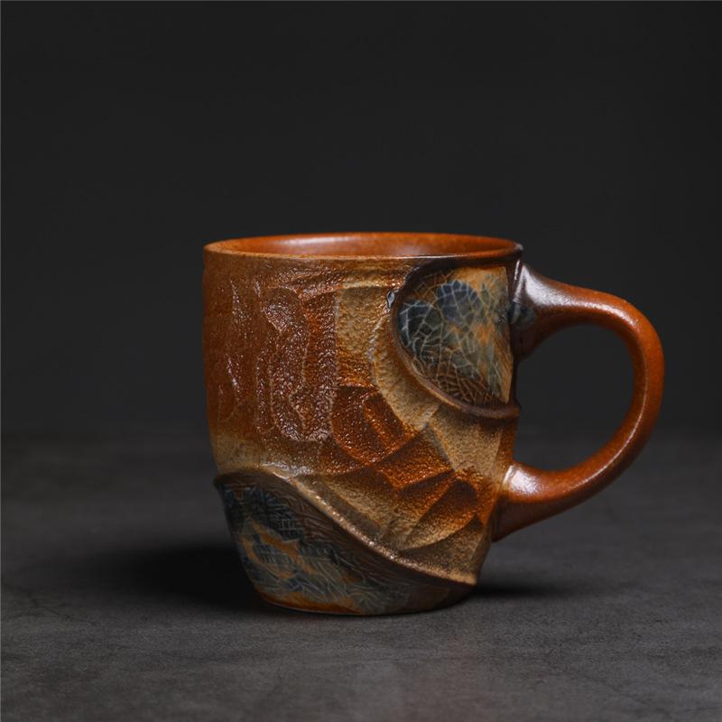 Zhai Jifeng Creative Ceramic Cup Personalized Source Household Kiln Change Water Cup Leaf Vein Shaping Coffee Cup