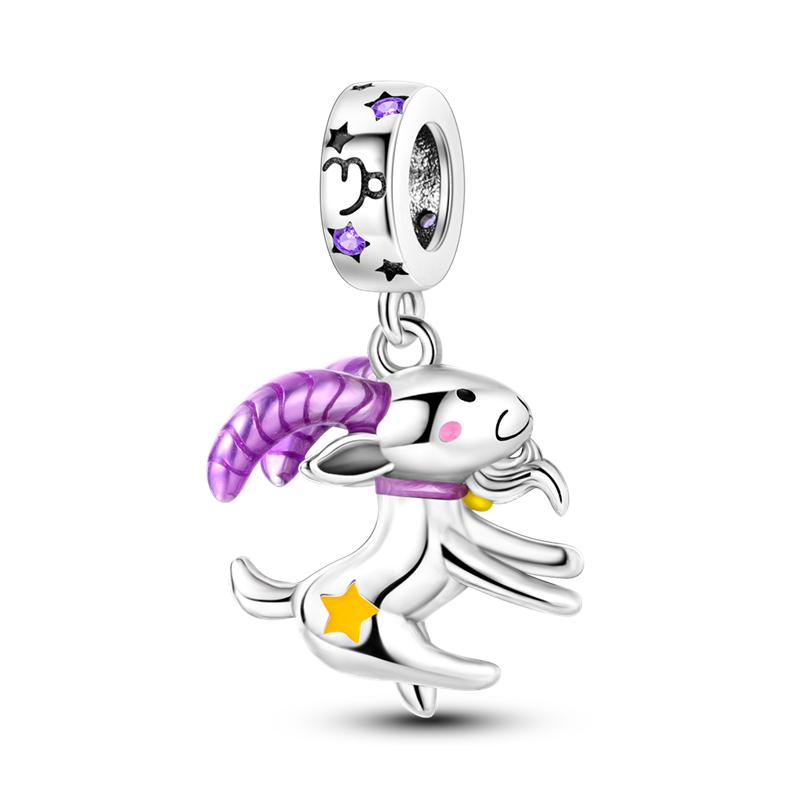Purple Color Charm Bead Charms Bead Charms Genuine Copper Cute Owl Butterfly Flower Pendants Compatible With Authentic Accessories Bracelets Do It You