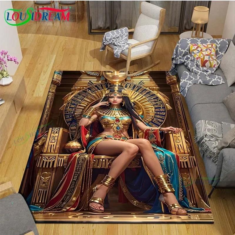 Egyptian Pharaoh- goddess-Runes Printed Carpets Living Room Anti-Skid Area Rug Kids Bedroom Mats Yoga Mat Large Carpet Decor