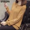 Spring and Autumn Women's Sweater Lace Knitwear Long Sleeve Knitwear Hollow Loose Versatile Women's Sweater Undercoat