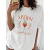 Aperol Druckmuster Unisex Sommer Spaß Sozial Club Basic Cartoon T-Shirt Mode Kleidung Kurzärmelig Lässiger Stil