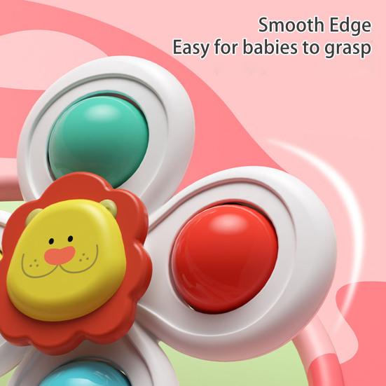 3Pcs/Set Baby Spinner Toy with Suction Cup Mushroom Lion Dinosaur Educational