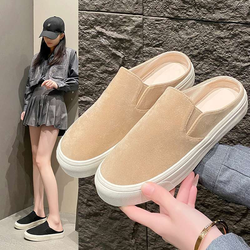 Couple Bag Head Half Slippers Women's Outer Wear 2025 Summer New Versatile Fashion Casual Soft Sole Light Canvas Shoes