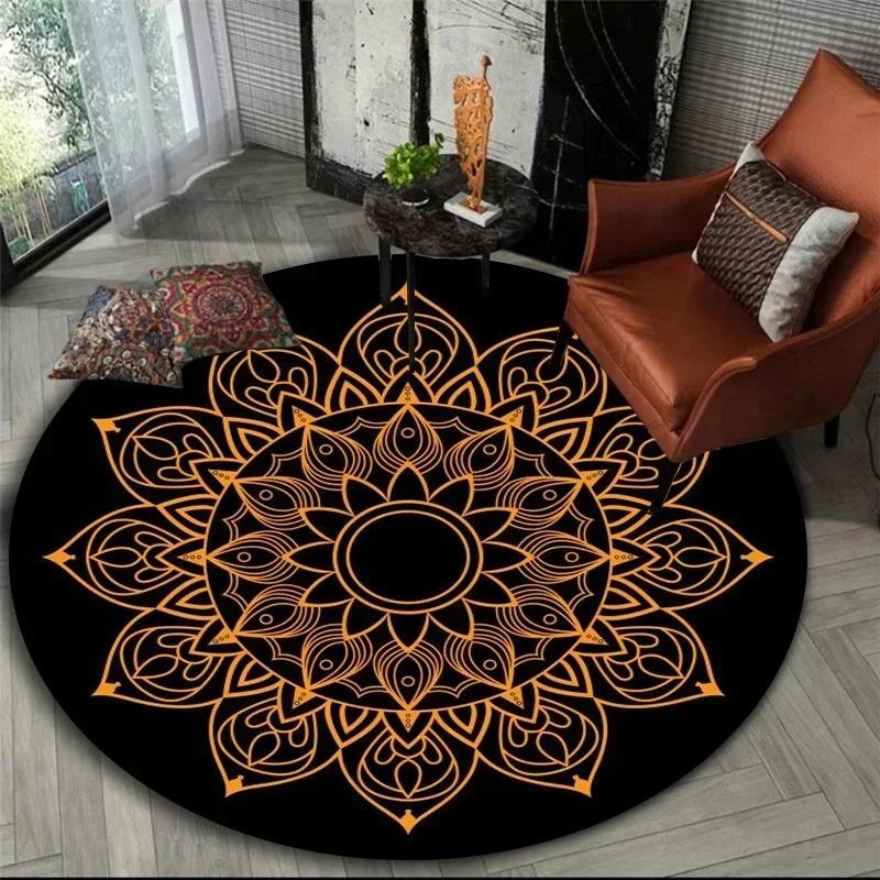 Bohemian Mandala Runder Nachttischteppich Für Hängekorb Computertisch Fußmatte Meditation Yoga Matte Heimdekoration