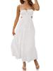 Damen Sommer Boho Maxikleid Spaghettiträger Seitlicher Cut-Out Rückenfreies Kleid
