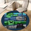Minecraft Karakterek Székalátét Kerek Szőnyeg - Irodai szőnyeg, Géppel mosható, Csúszásmentes, Alkalmas nappalikba, hálószobákba