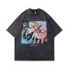 American Street Trendy Brand Retro Cartoon Heavy And Old Short-Sleeved T-Shirt Men'S Guochao Hip-Hop Half-Sleeved Tee Shirt