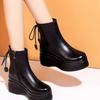 Stiefel Damen PU Winter Plus Samt Muffin Dicksohlige Mittelhohe Absätze Kurze Stiefel Damenschuhe Herbst- und Wintermodelle