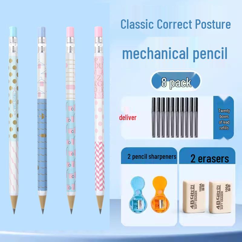 Tian Zhuo 2,0 mm-es nyomógombos mechanikus ceruza 2B grafitbetéttel általános iskolásoknak