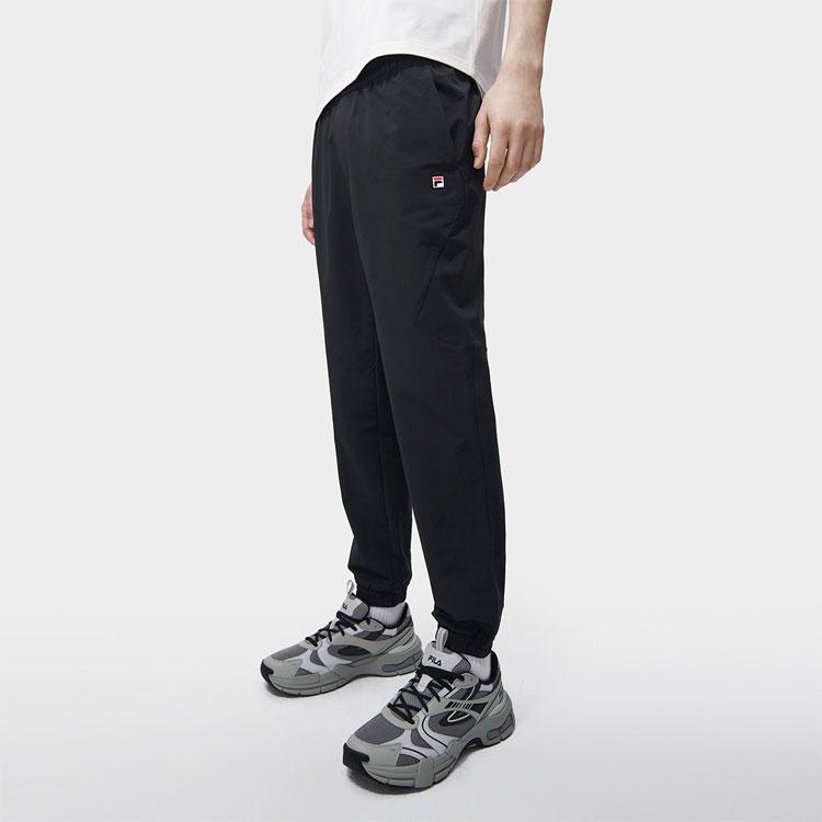 Fila Van Gogh Museum 2.0 Einfarbiges Logo Kordelzug Lässige Strick-Sporthose Herrenhosen Schwarz F11M318802F-BK
