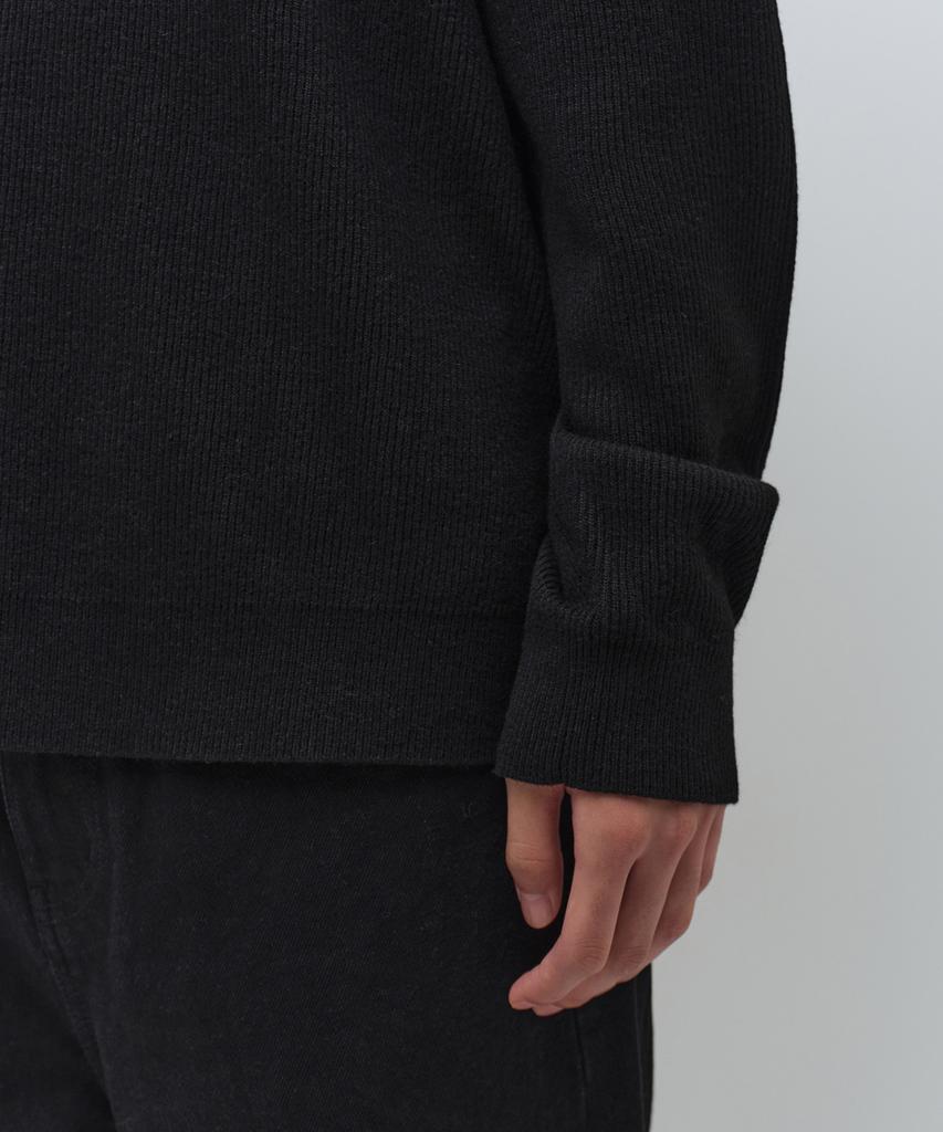 Musinsa Standard [Victoria Wool] Maglia a coste minima con scollo Henley [Nero]