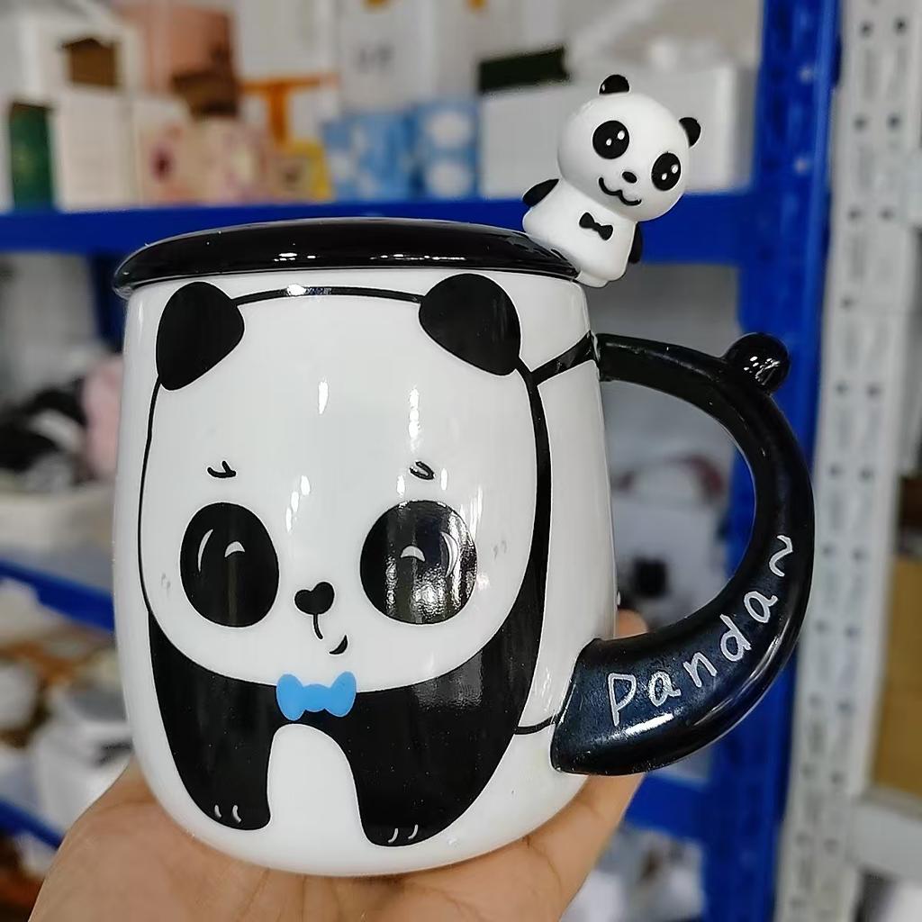 Ceașcă de cafea cu farfurie din ceramică pictată manual cerul albastru și nori albi Set de farfurii pentru ceai, realizată manual, cadou drăguț pentru ea