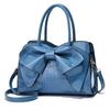 Women's Glossy Patent Leather Bow Handbag, Crocodile Embossed Top Handle Satchel, Detachable Strap Crossbody Shoulder Bag
